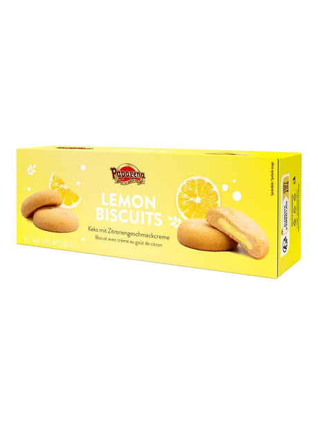 Papagena Biscuits mit Zitronencremefüllung 150g – Zitronenkekse Mürbeteiggebäck