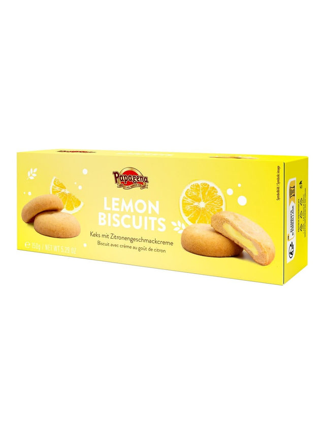 Papagena Biscuits mit Zitronencremefüllung 150g – Zitronenkekse Mürbeteiggebäck