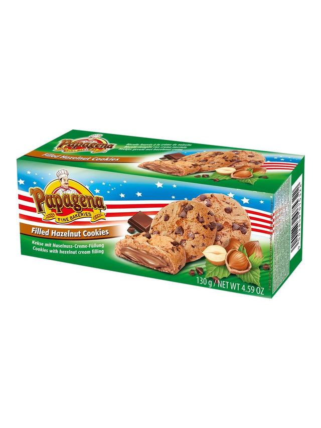 Papagena Choco Chip Cookies 130g – Kekse mit Haselnusscremefüllung