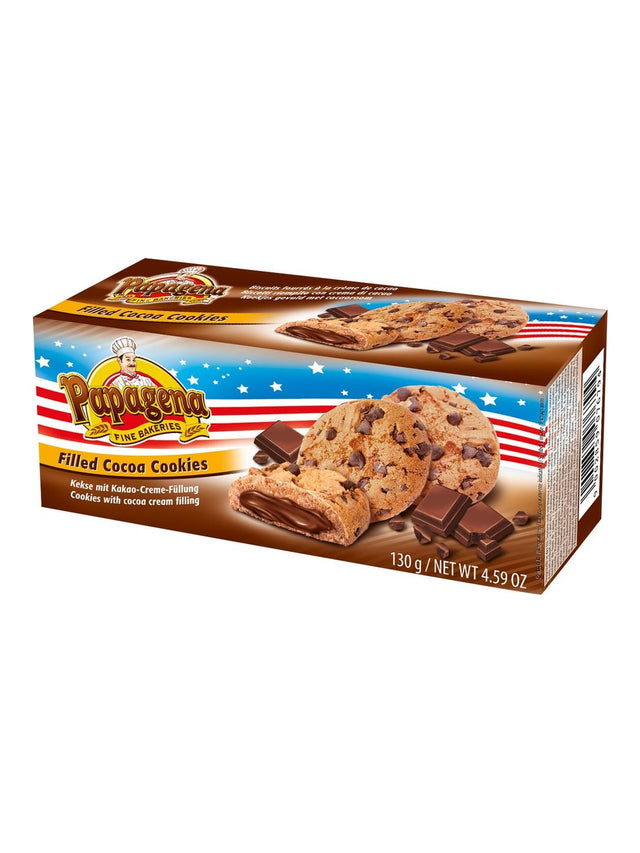 Papagena Choco Chip Cookies 130g – gefüllte Schokokekse mit Schokoladencreme