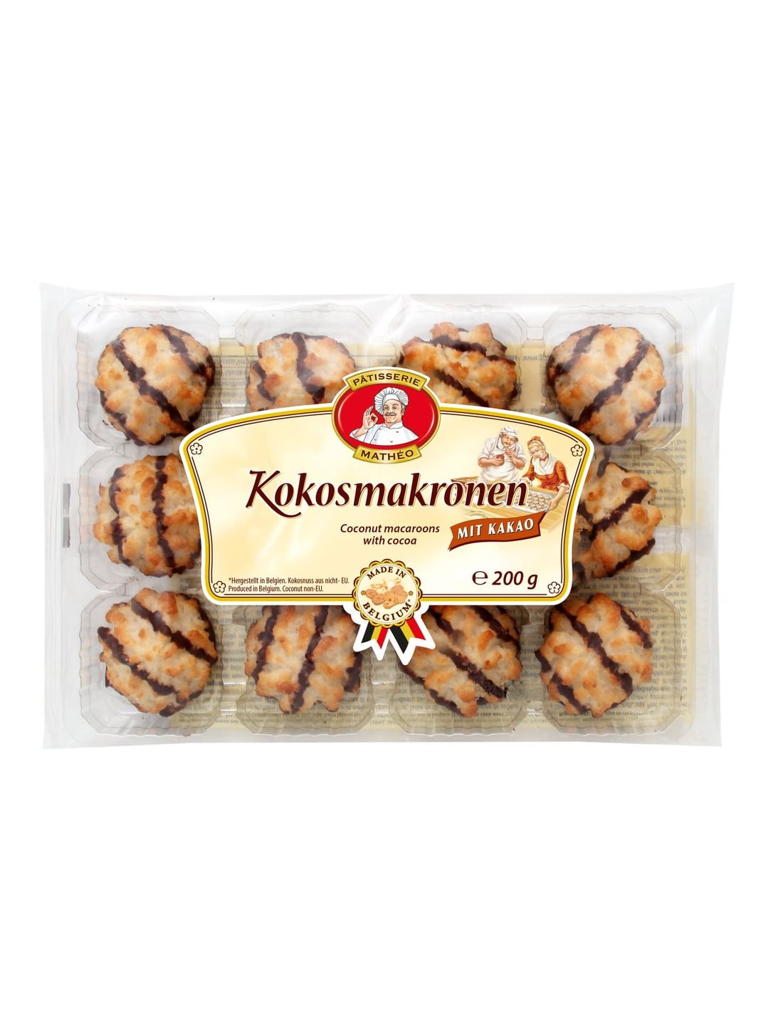 Pâtisserie Mathéo Kokosmakronen mit Kakao 200g – belgisches Kokosgebäck