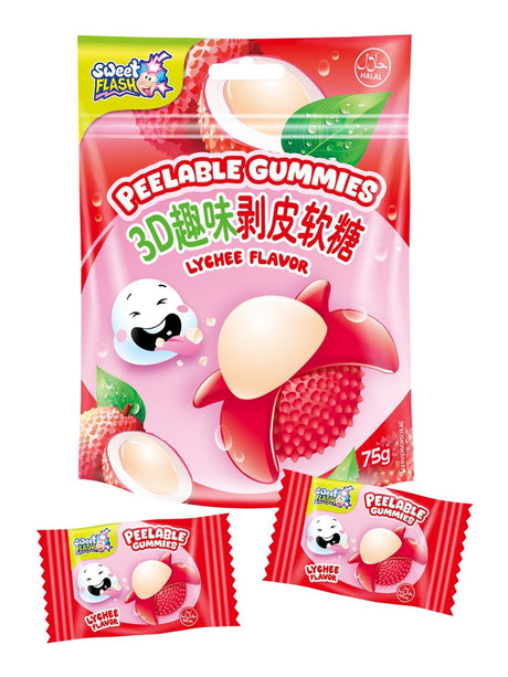 Peel Fun Peelable Gummies Litschi 75g – schälbares Fruchtgummi Lychee