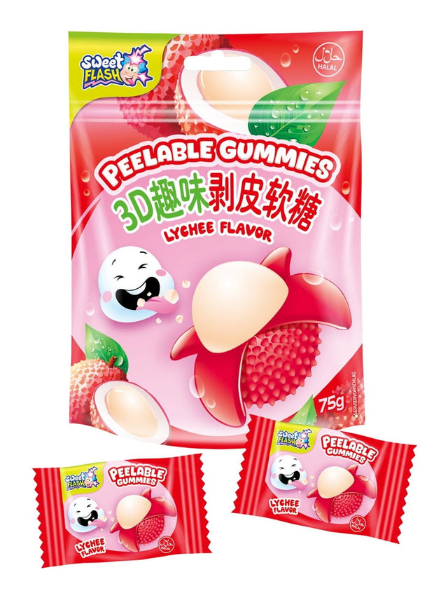 Peel Fun Peelable Gummies Litschi 75g – schälbares Fruchtgummi Lychee
