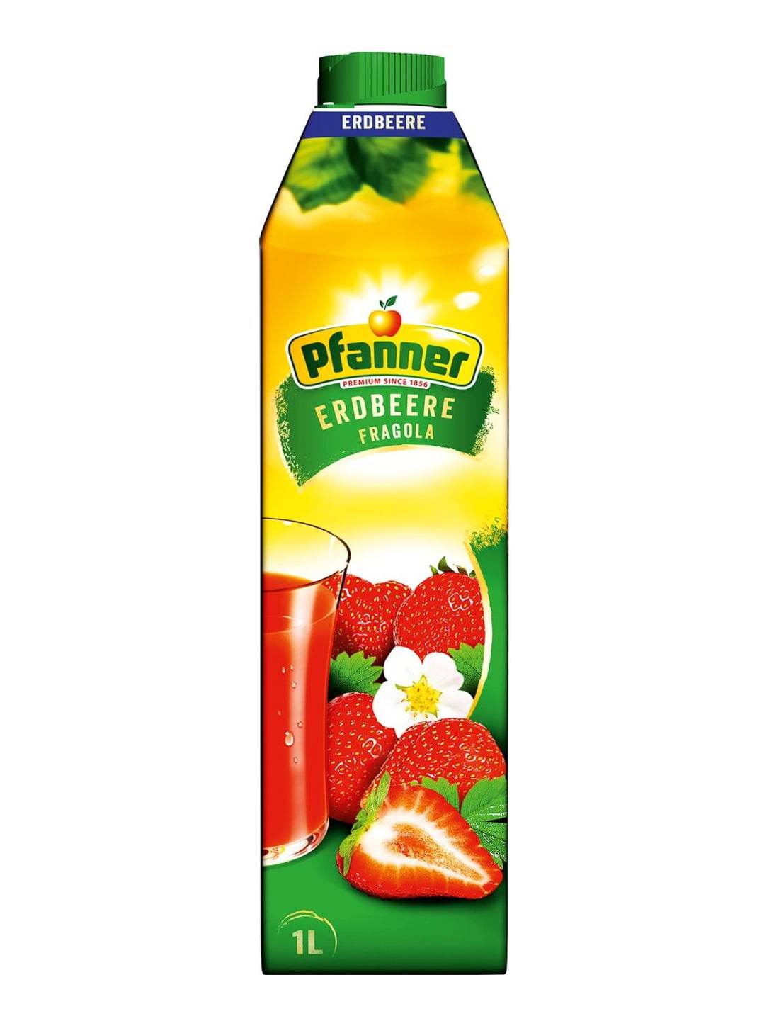 Pfanner Erdbeergetränk 1 l – Fruchtsaftgetränk mit 30% Erdbeere