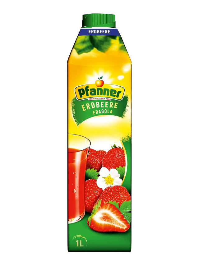 Pfanner Erdbeergetränk 1 l – Fruchtsaftgetränk mit 30% Erdbeere