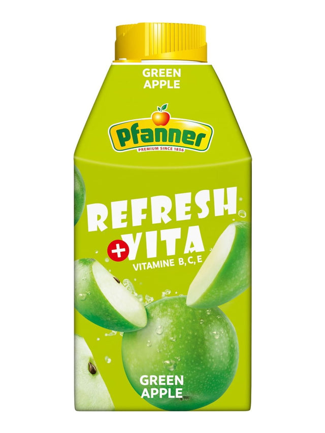 Pfanner Refresh Vita Green Apple 0,5 l – Apfelsaftgetränk mit Vitaminen