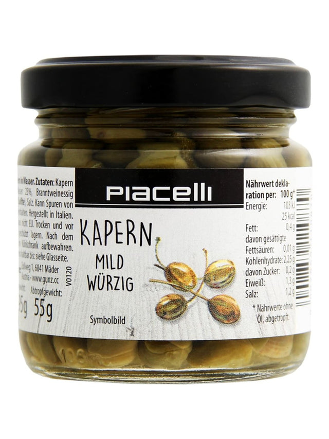 Piacelli Kapern mild-würzig 95g – Kapari eingelegte Kapern