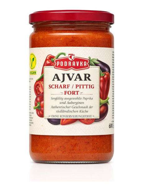 Podravka Ajvar Scharf 690g – Ajvar Ljut kroatische Paprika-Auberginen-Zubereitung