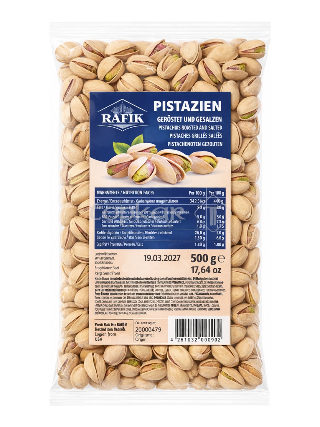 Rafik Pistazien geröstet und gesalzen 500g – Antep Fıstığı in der Schale