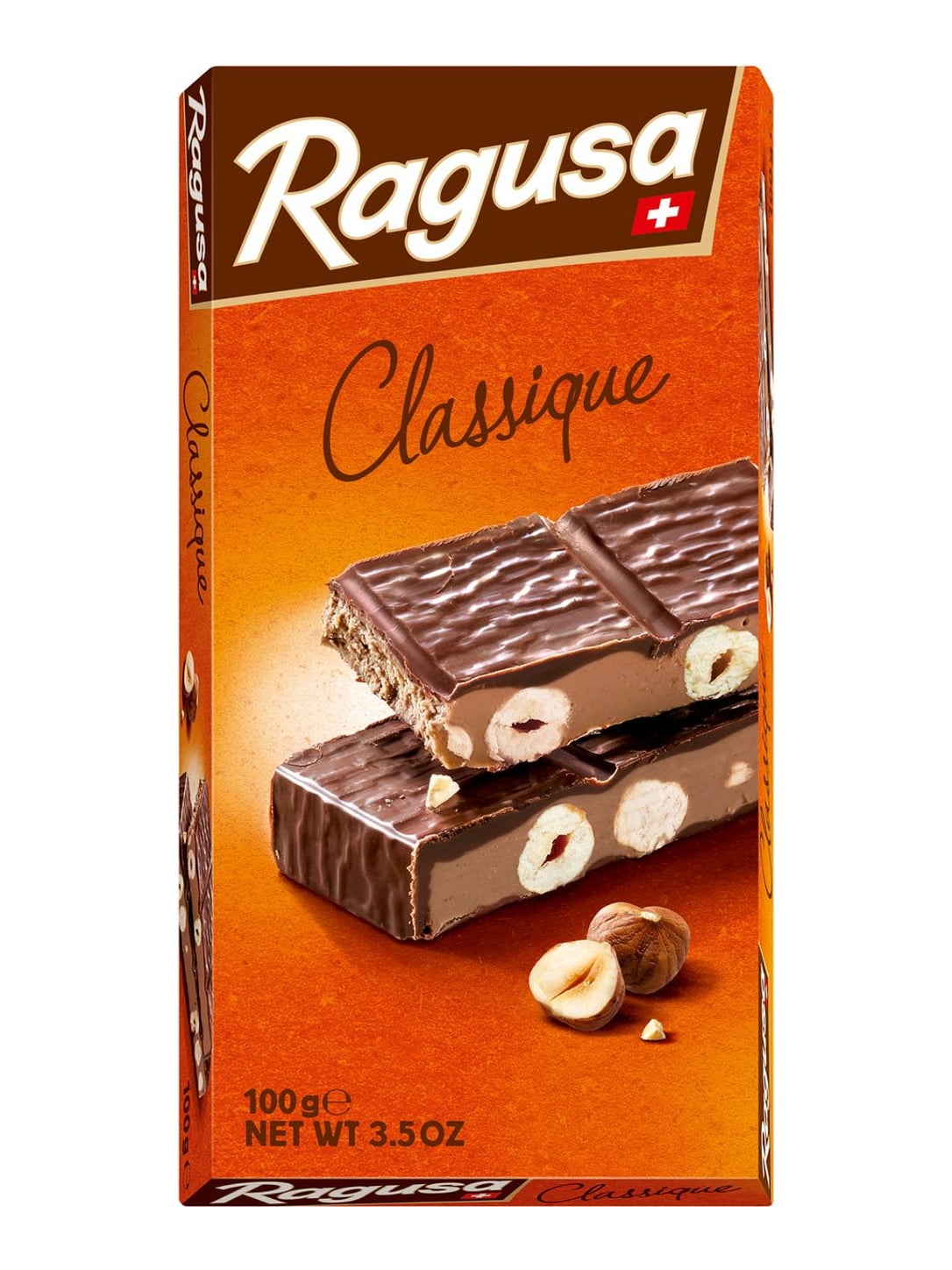 Ragusa Classique Schokoladenriegel 100g – Schweizer Praliné mit ganzen Haselnüssen