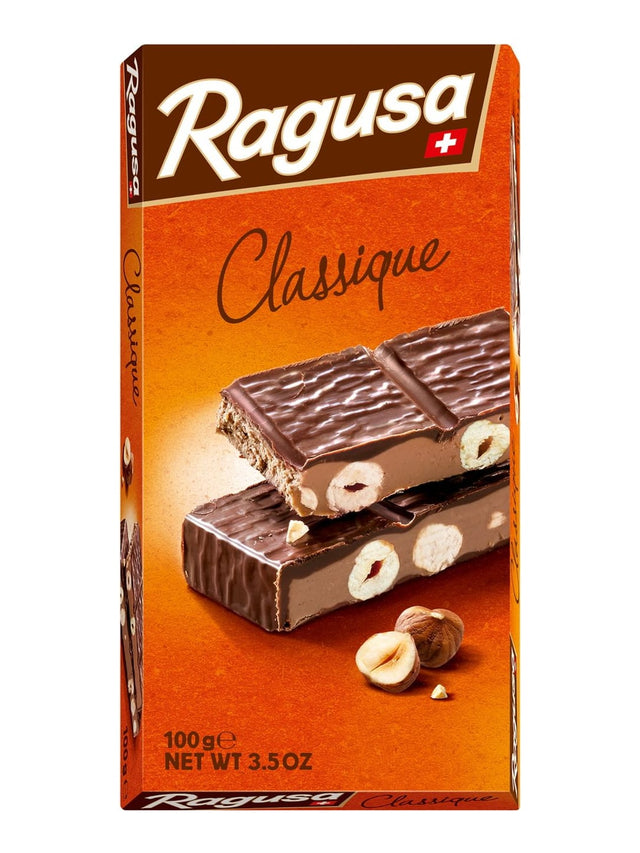 Ragusa Classique Schokoladenriegel 100g – Schweizer Praliné mit ganzen Haselnüssen