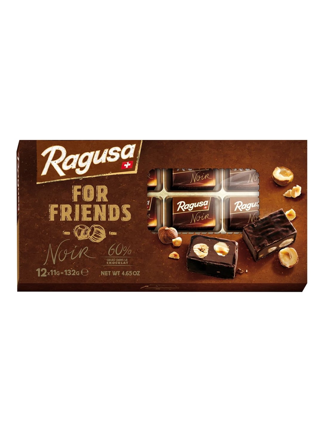 Ragusa For Friends Noir 60% 132g – Schweizer Pralinen mit Haselnüssen