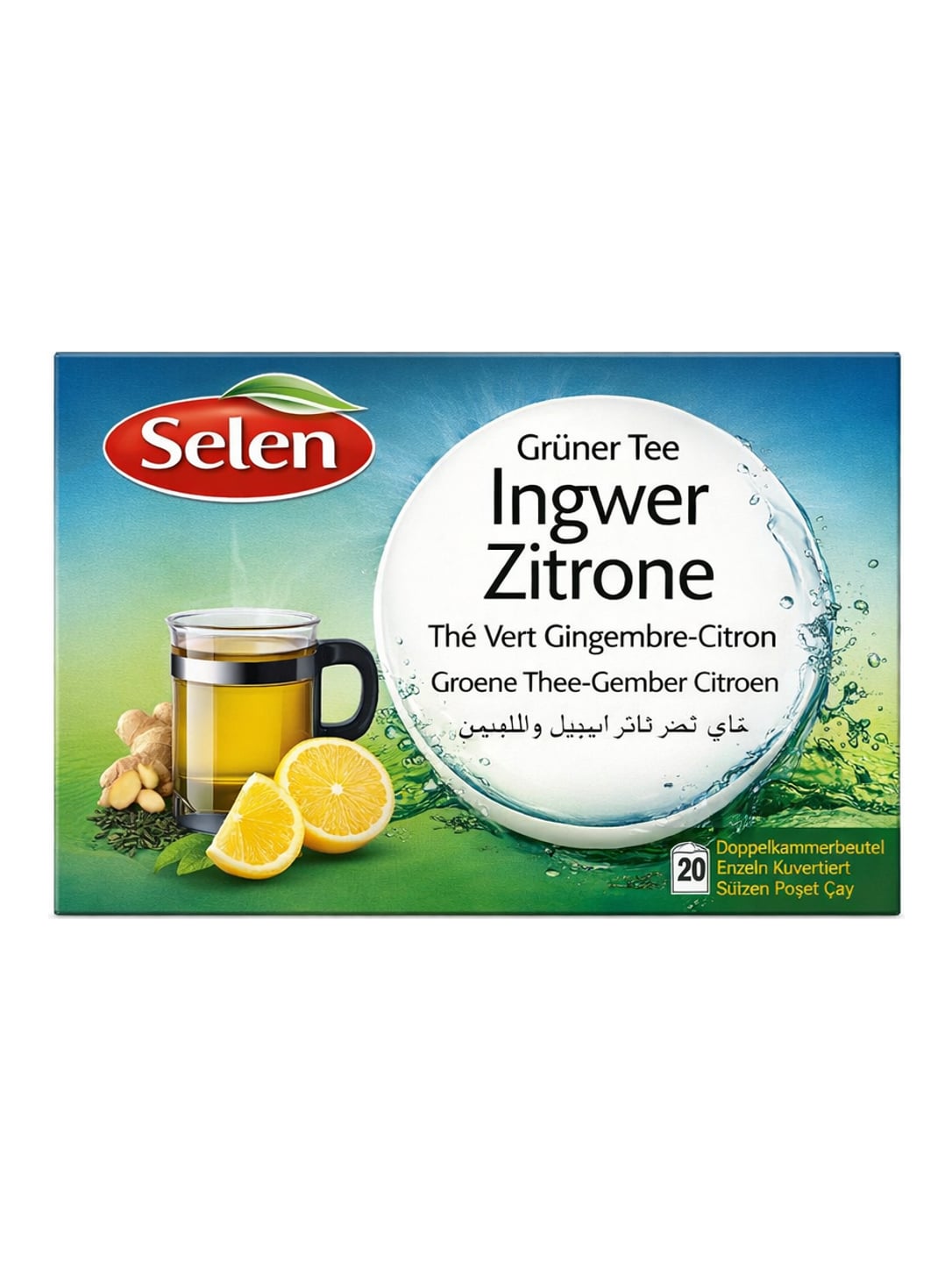 Selen Grüner Tee Ingwer Zitrone 36g (20 x 1,8g) – Yeşil Çay Zencefil Limon Teebeutel
