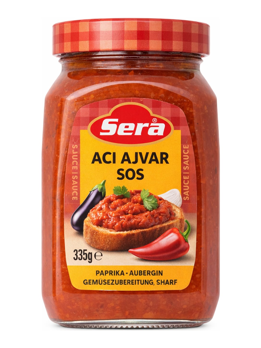 Sera Aci Ajvar Sos 335g – scharfer Ajvar Paprika-Auberginen-Aufstrich