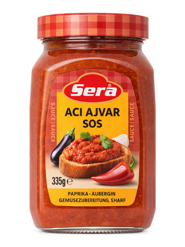 Sera Aci Ajvar Sos 335g – scharfer Ajvar Paprika-Auberginen-Aufstrich