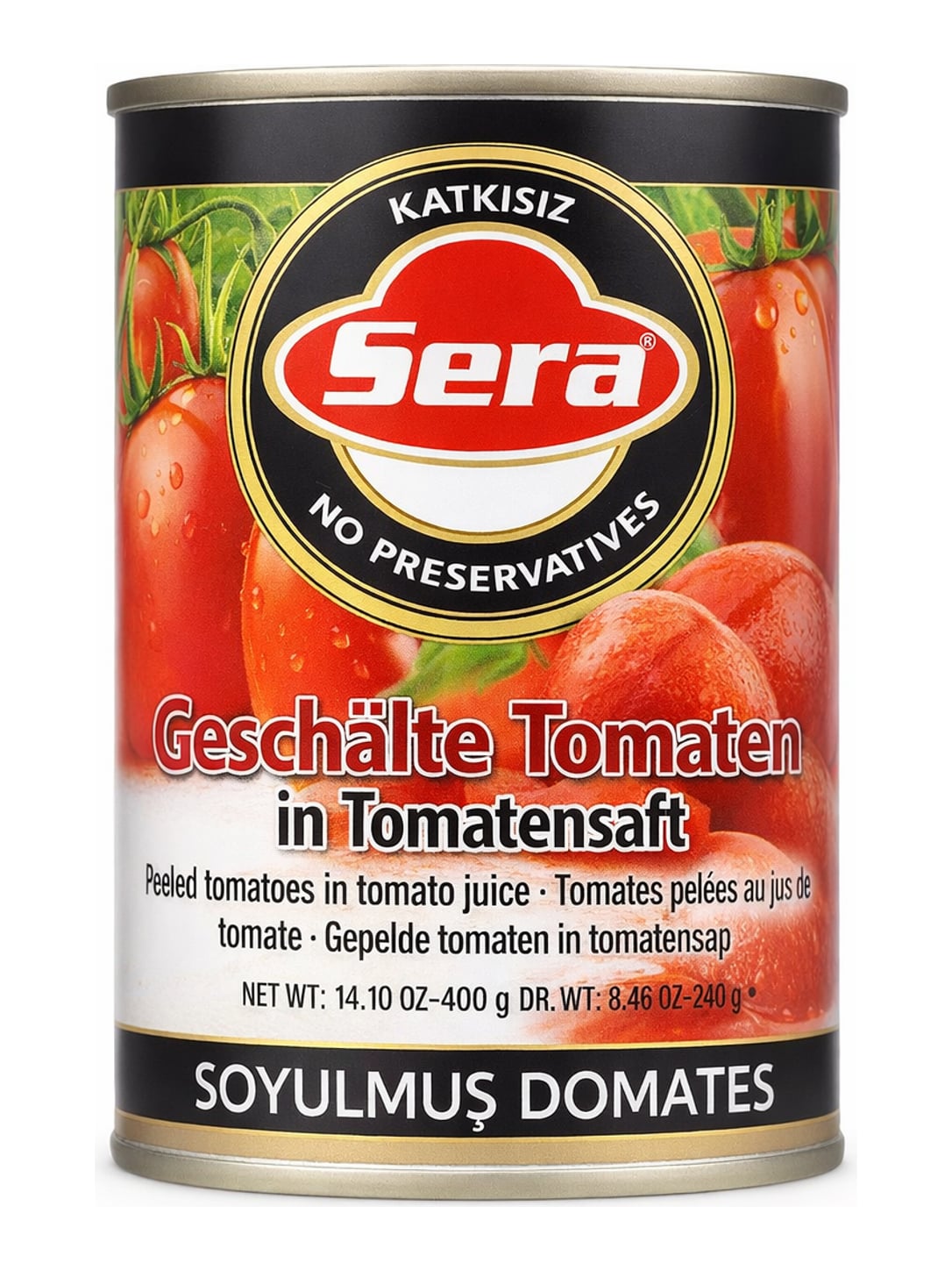 Sera Geschälte Tomaten in Tomatensaft 400g – Dosentomaten ohne Konservierungsstoffe