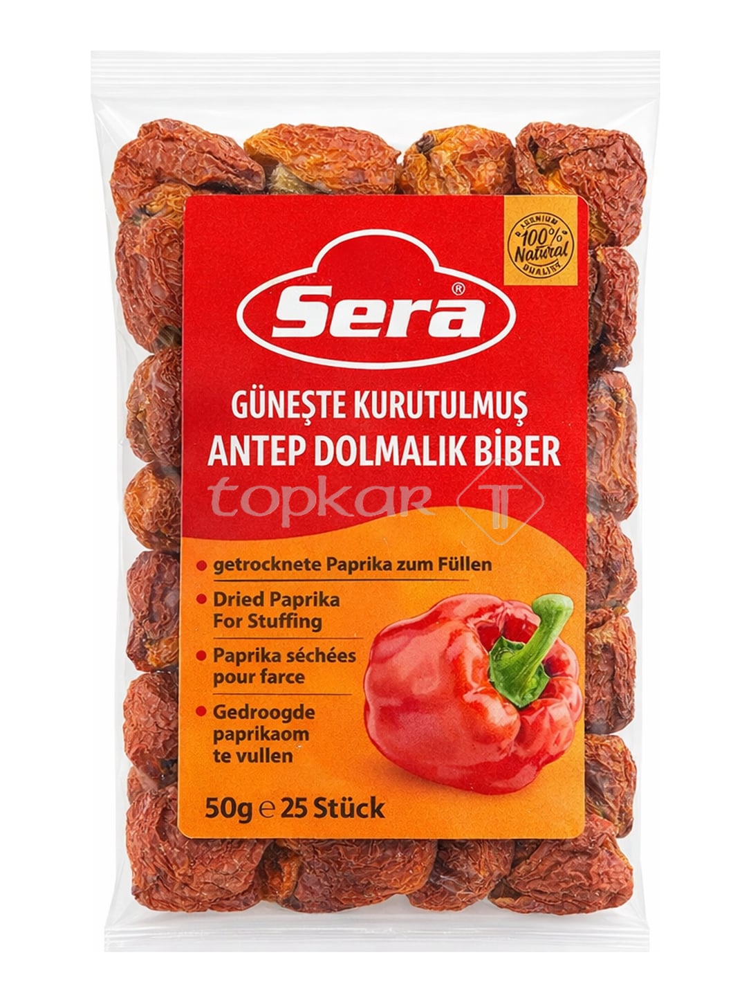 Sera Getrocknete Paprika 50g / 25 Stück – Güneşte Kurutulmuş Dolmalık Biber zum Füllen