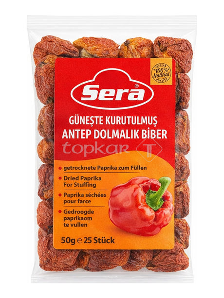 Sera Getrocknete Paprika 50g / 25 Stück – Güneşte Kurutulmuş Dolmalık Biber zum Füllen