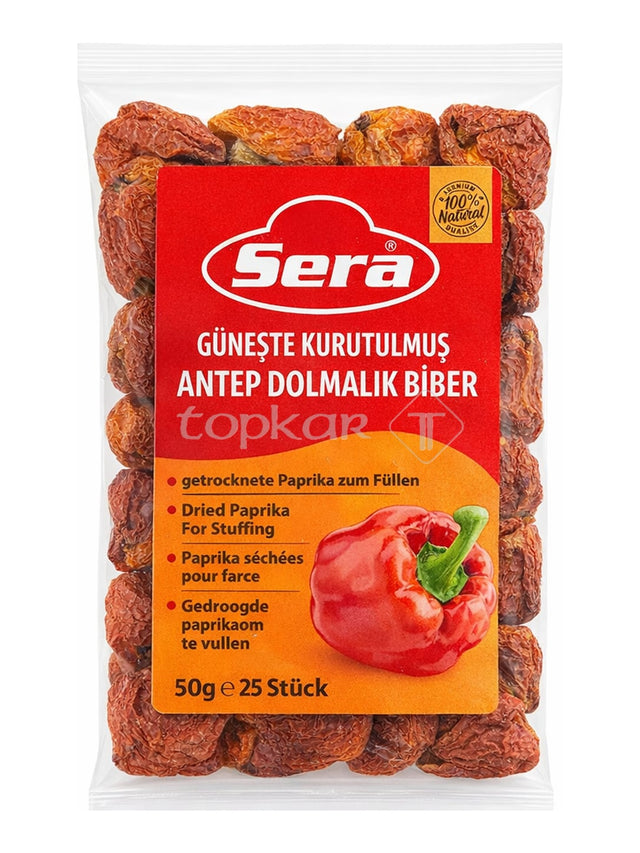Sera Getrocknete Paprika 50g / 25 Stück – Güneşte Kurutulmuş Dolmalık Biber zum Füllen