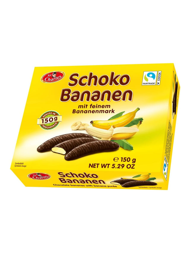 Sir Charles Schokobananen 150g – Schaumzuckerware mit Schokoladenüberzug