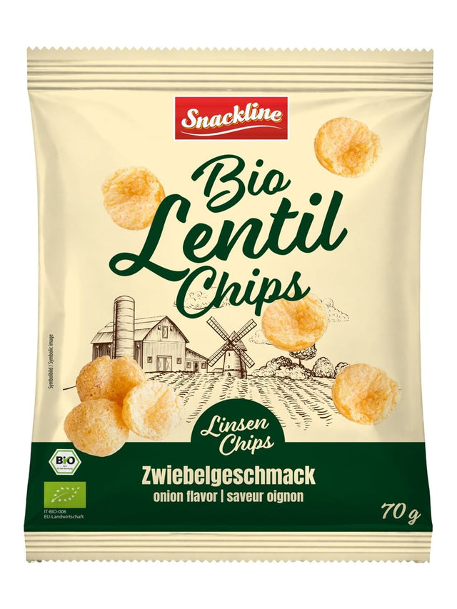 Snackline Bio Linsenchips Zwiebelgeschmack 70g – veganer Linsen-Maissnack