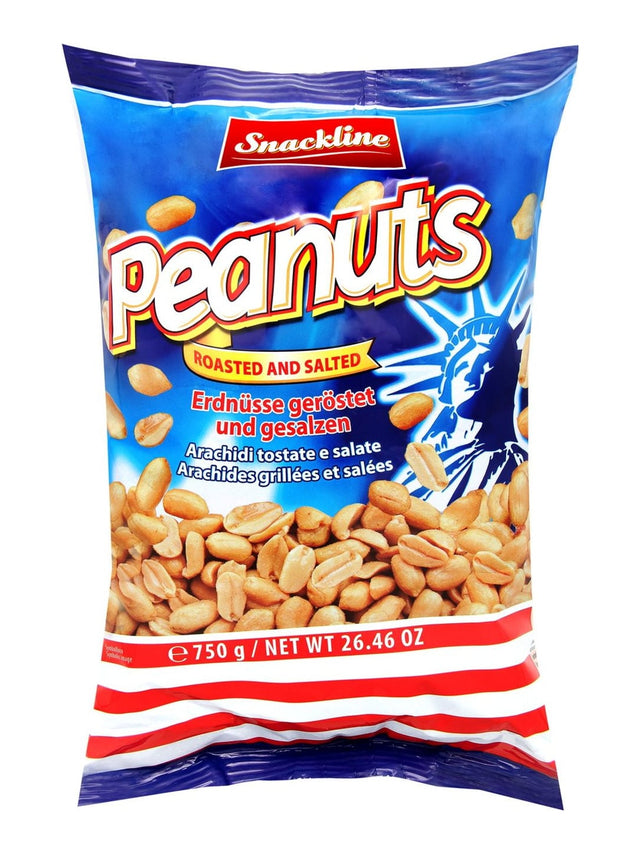 Snackline Erdnüsse geröstet und gesalzen 750g – geröstete gesalzene Erdnüsse Peanuts