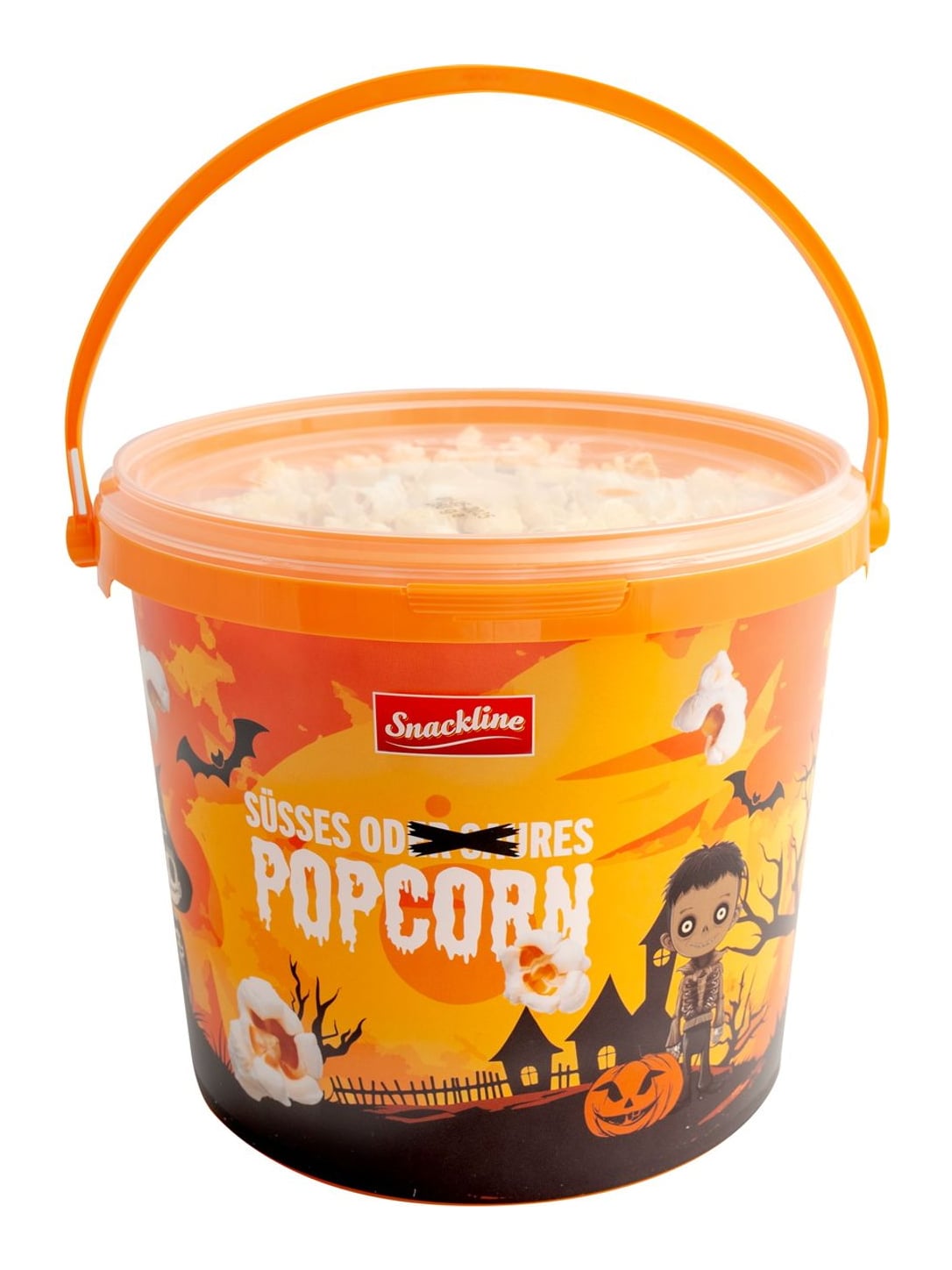 Snackline Geisterbahn-Eimer Popcorn süß 250g – knuspriges Süßpopcorn