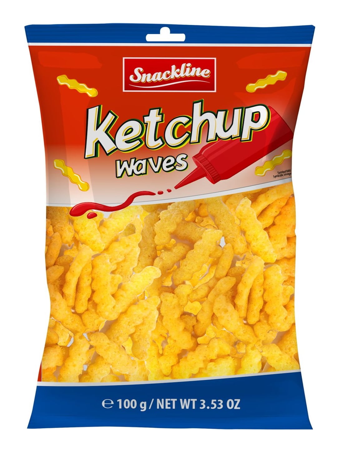 Snackline Ketchup Waves 100g – Ketchup Maissnack extrudiert