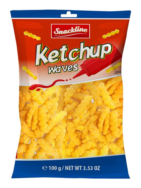 Snackline Ketchup Waves 100g – Ketchup Maissnack extrudiert