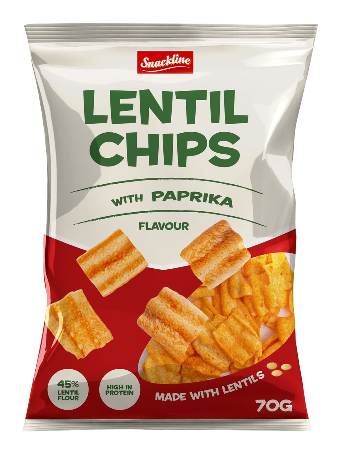Snackline Linsenchips Paprika 70g – knuspriger Linsen-Snack mit Paprika-Aroma