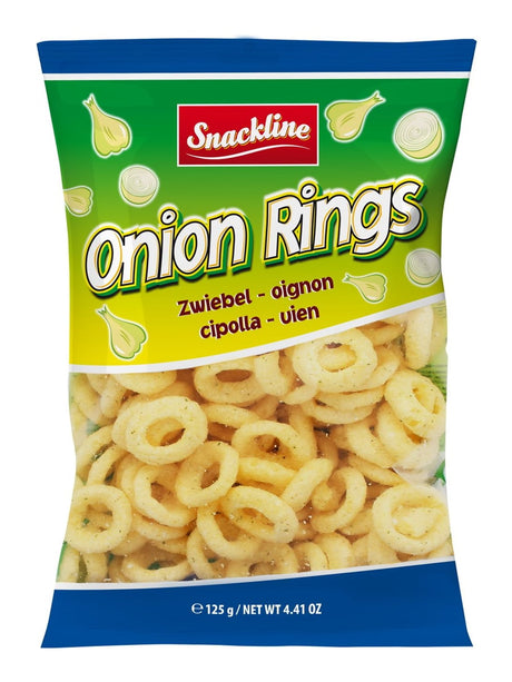 Snackline Onion Rings 125g – Maissnack gesalzen mit Zwiebelgeschmack