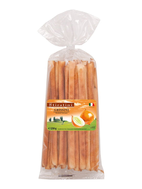 Stiratini Grissini mit Zwiebel 250g – italienische Brotstangen Grissini