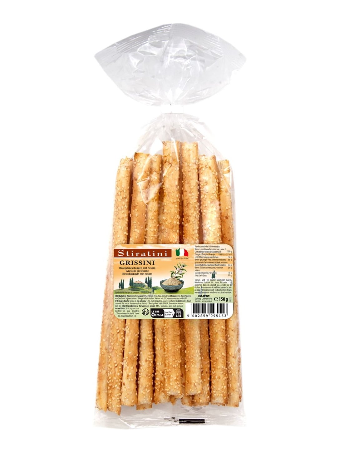 Stiratini Grissini mit Sesam 150g – italienische Brotstangen Sesam