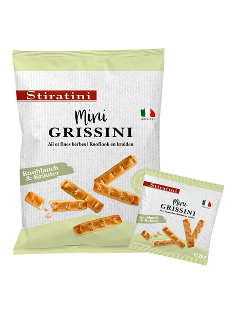 Stiratini Mini Grissini Knoblauch & Kräuter 120g – italienische Grissini Brotstangen