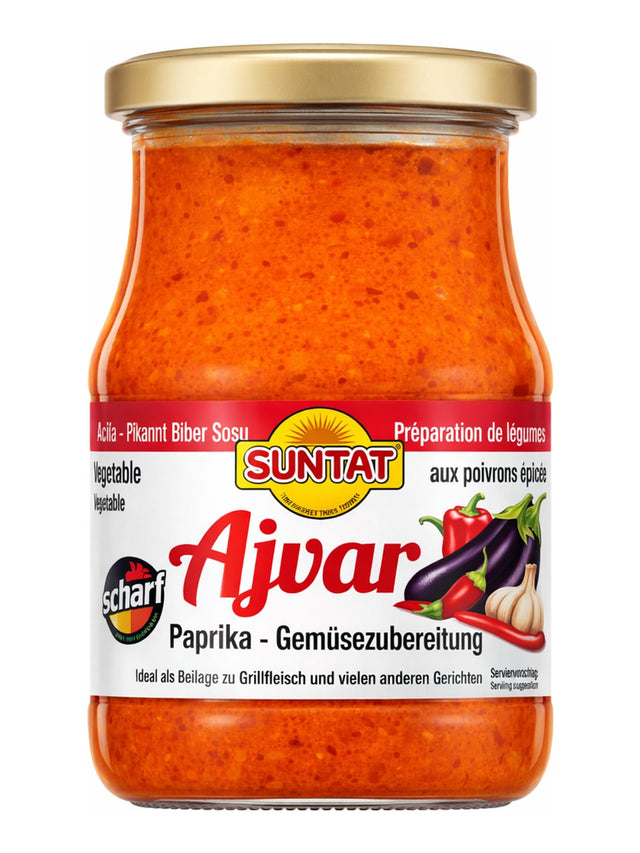 Suntat Ajvar scharf 340g – Paprika-Gemüsezubereitung Ajvar Acı