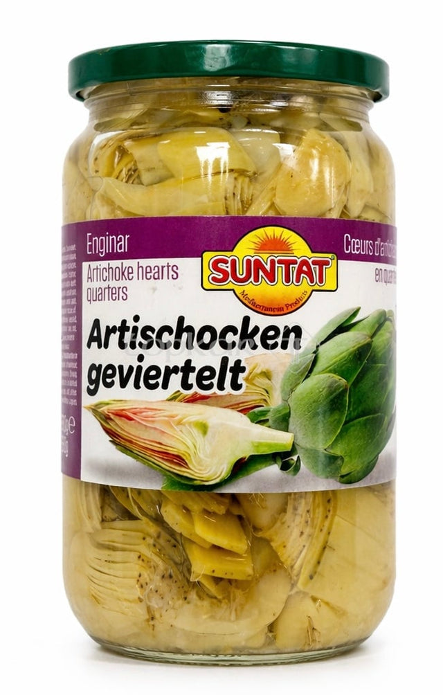 Suntat Artischocken Geviertelt