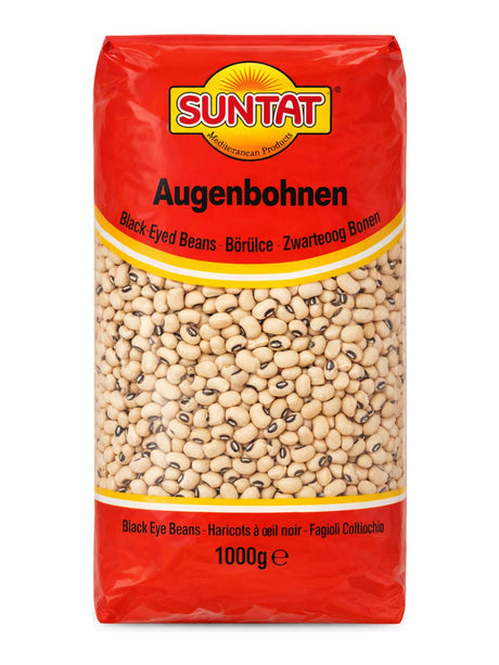 Suntat Augenbohnen 1000 g – Börülce Black Eyed Beans getrocknete Hülsenfrüchte