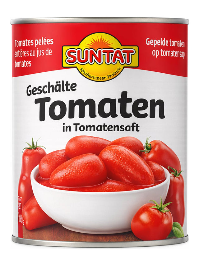 Suntat Geschälte Tomaten in Tomatensaft 800g – Soyulmuş Domates aus Italien