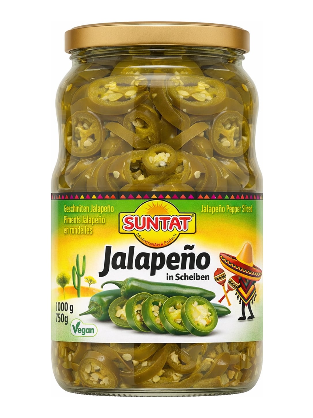 Suntat Jalapeño in Scheiben 1700g – Eingelegte Jalapeño-Scheiben scharf vegan