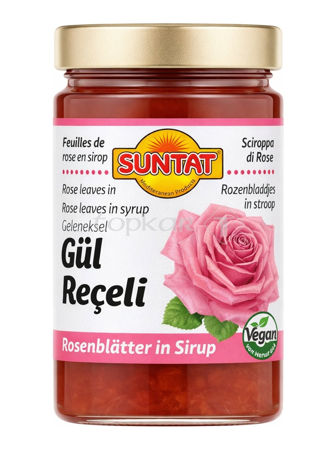 Suntat Rosenblätter in Sirup