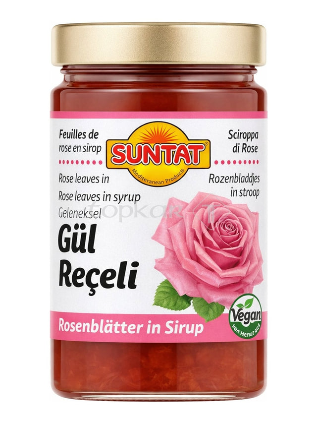 Suntat Rosenblätter in Sirup