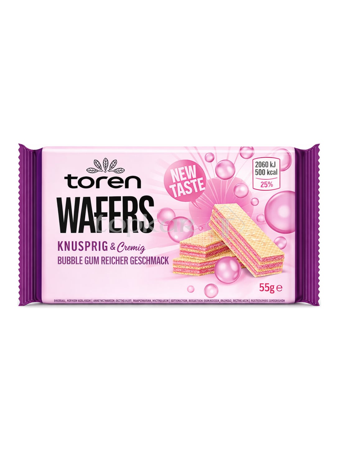 Toren Waffelriegel Bubble Gum 55g – Wafers Kaugummi Waffel