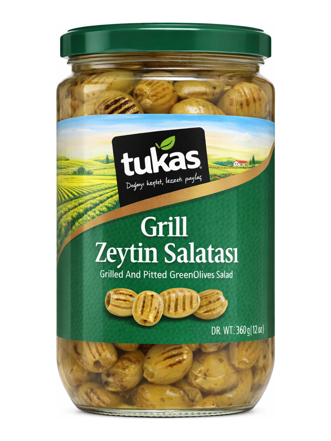 Tukas Grilli Zeytin Salatası 700g – Gegrillter entsteinter grüner Olivensalat