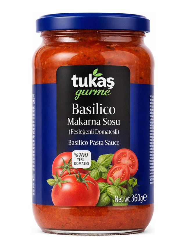 Tukaş Gurme Basilico Pasta-Sauce 360g – Fesleğenli Domatesli Makarna Sosu Tomatensauce mit Basilikum