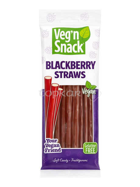 Veg'n Snack Brombeer Fruchtgummi Stangen 170g – Blackberry Straws vegan gelatinefrei