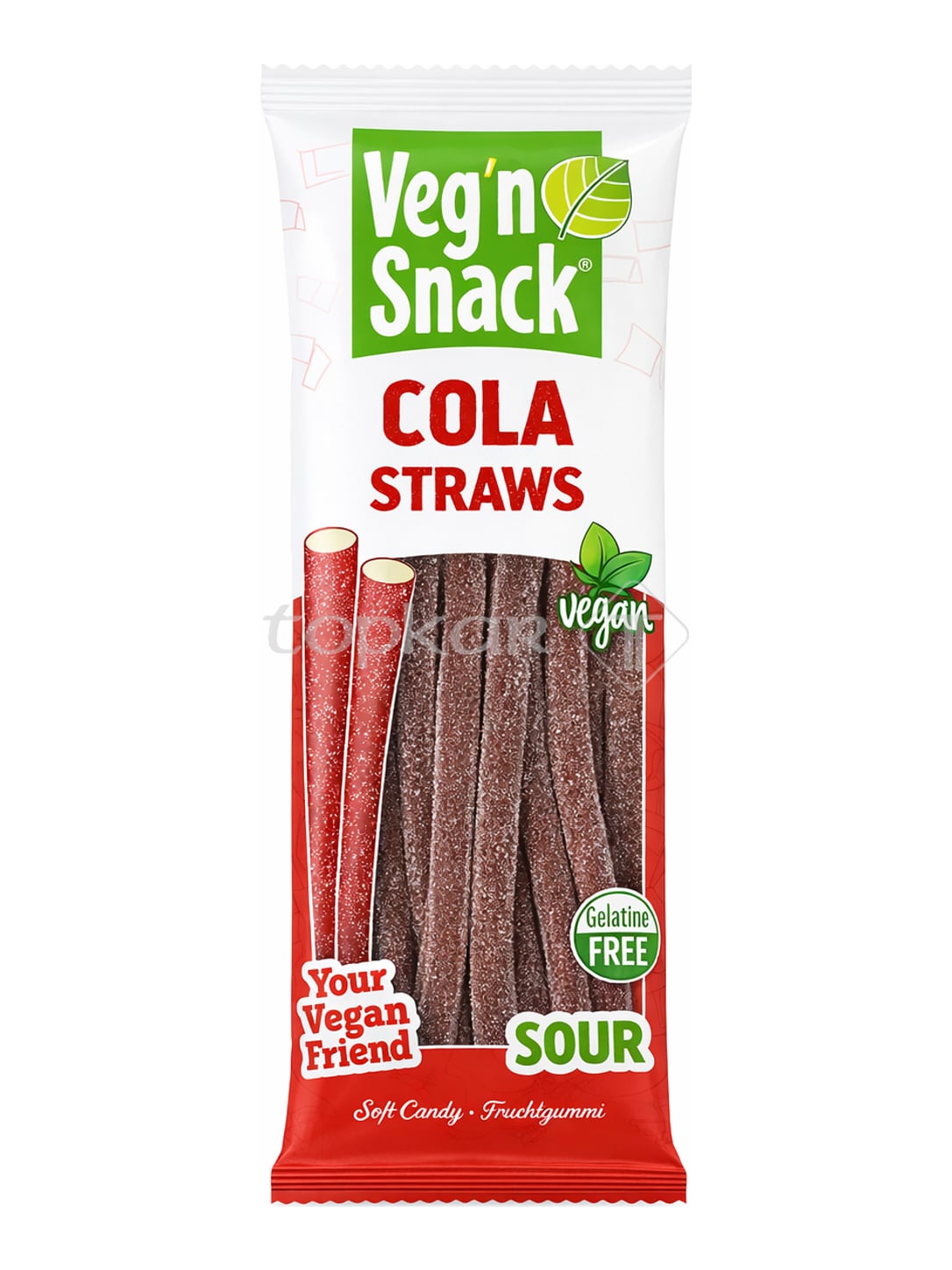Veg'n Snack Cola Straws Sour 170g – vegane saure Cola-Sticks Fruchtgummi