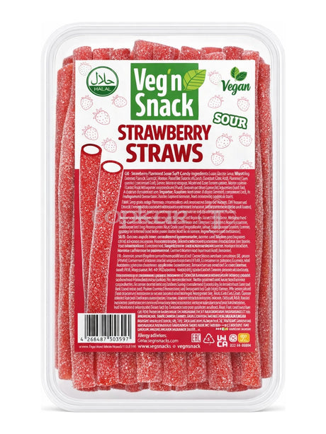 Veg'n Snack Erdbeer Sticks sauer 200g – vegane Strawberry Straws Sour Fruchtgummi