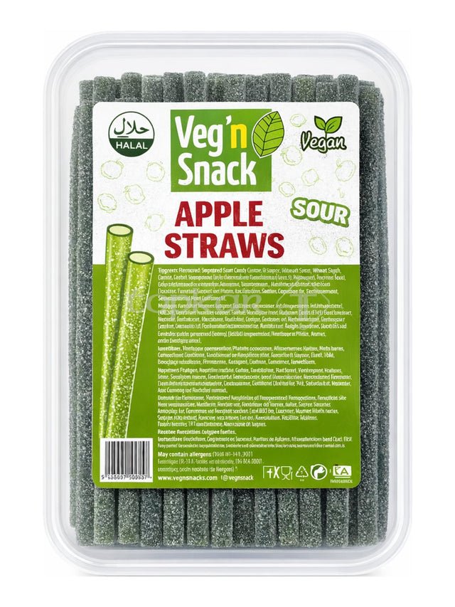 Veg'n Snack Apple Straws Sour 170g – saure Apfel Fruchtsticks vegan