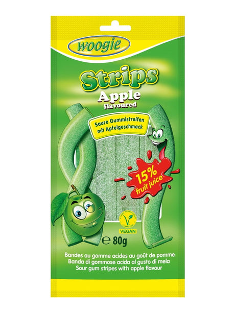 Woogie Apple Strips 80g – saure Apfel-Fruchtstreifen Fruchtgummi