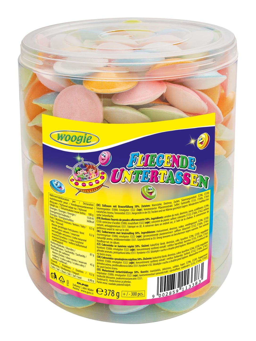 Woogie Fliegende Untertassen 378g – Oblaten mit Brausefüllung UFOs